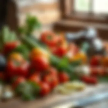 Vibrant assortment of fresh vegetables on a rustic wooden table