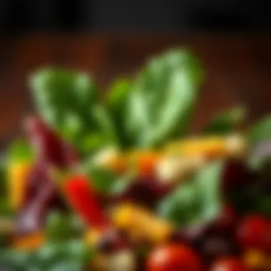 Colorful Swiss Chard Salad A colorful Swiss chard salad with assorted vegetables