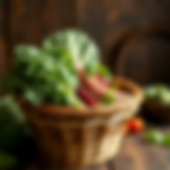 Freshly Harvested Swiss Chard Freshly harvested Swiss chard in a rustic basket