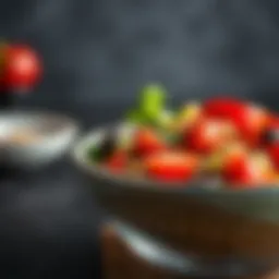 A vibrant bowl of colorful vegetables and grains.