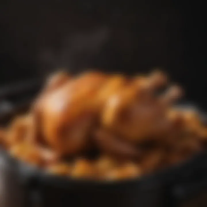 Seasoned chicken pieces in an air fryer basket