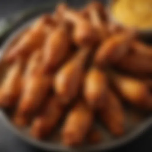 Golden brown air fried chicken wings served on a platter