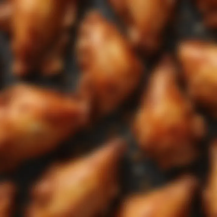 Close-up of crispy chicken wings showcasing texture