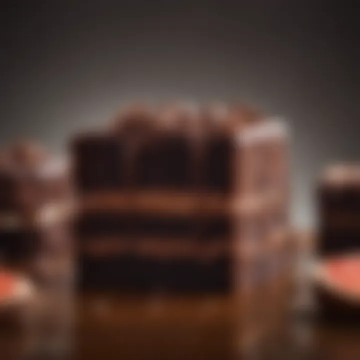 Close-up of chocolate cake slices revealing moist texture