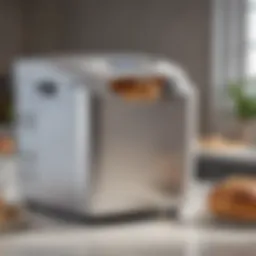 Close-up of a sleek, modern breadmaker showcasing its digital display and features