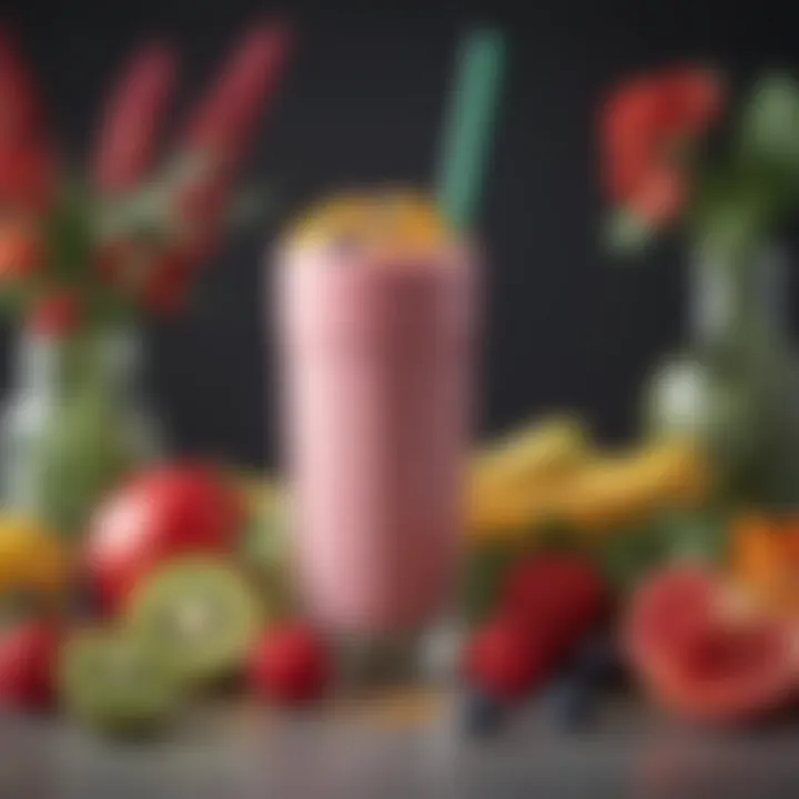 Smoothie ingredients beautifully arranged with blender