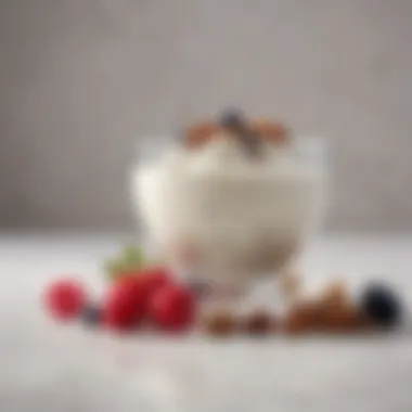 Yogurt in a Balanced Diet A balanced plate featuring yogurt alongside fruits and nuts.