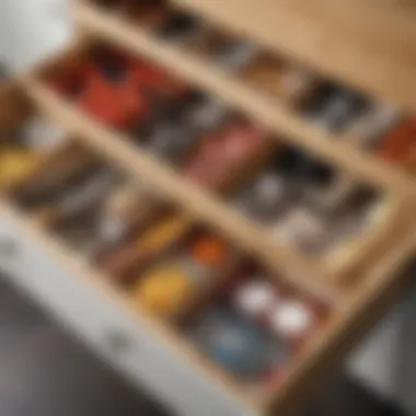 A variety of drawer organizers enhancing kitchen storage