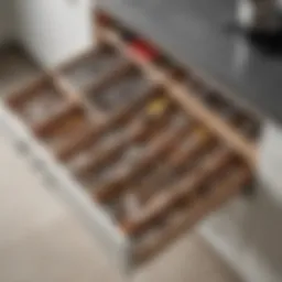 Well-organized kitchen drawer showcasing utensils and gadgets