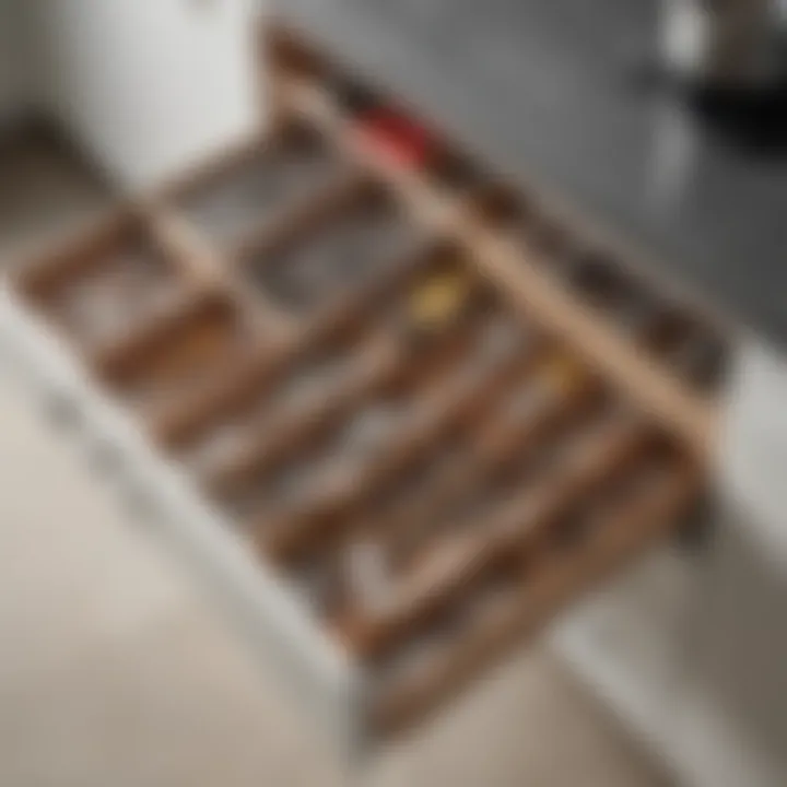 Well-organized kitchen drawer showcasing utensils and gadgets