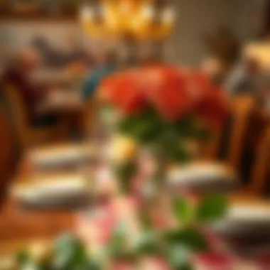 Bacon Rose Centerpiece on Dining Table A festive table setting featuring a bacon rose bouquet centerpiece