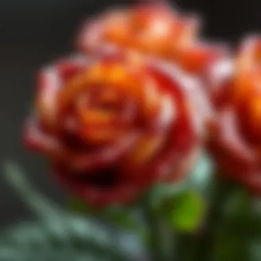 Artful Bacon Rose Detail Close-up of a beautifully crafted bacon rose with glistening texture