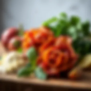 Ingredients for Bacon Rose Creation An array of ingredients used to create bacon roses, showcasing freshness