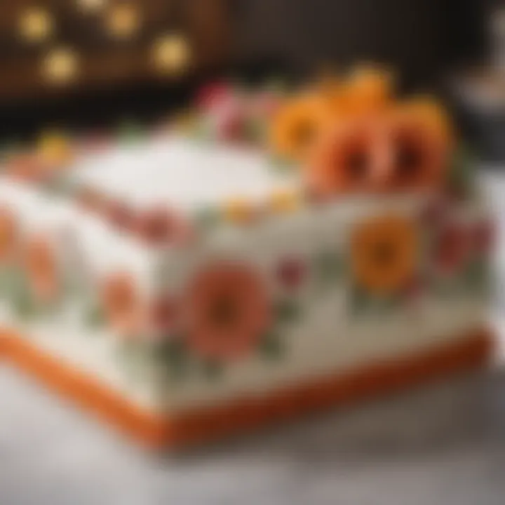 A beautifully decorated sheet cake with floral designs