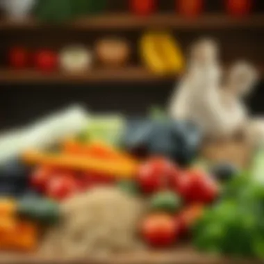 Nutritional Balance in Diets Colorful display of fresh vegetables and grains for balanced nutrition