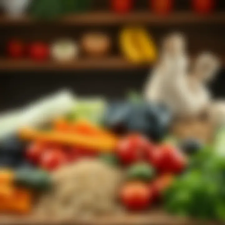 Nutritional Balance in Diets Colorful display of fresh vegetables and grains for balanced nutrition