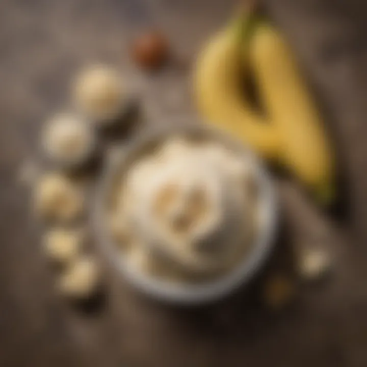 Ingredients laid out for homemade banana ice cream