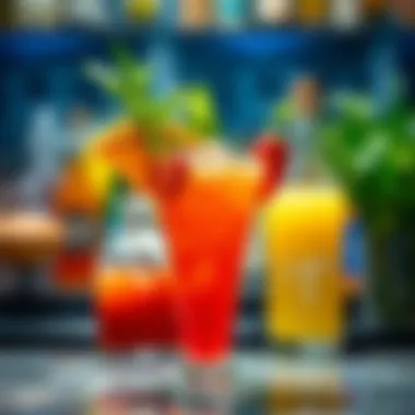 Signature Cocktail Recipe Showcase A vibrant cocktail garnished with fresh ingredients