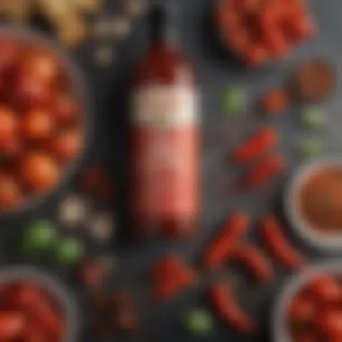 Ingredients for Crafting BBQ Sauce An artistic spread of ingredients used to make BBQ sauce, including tomatoes, spices, and sweeteners