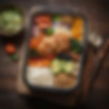 Artistry in Bento Creation An artistically crafted bento with colorful ingredients showcasing creativity.