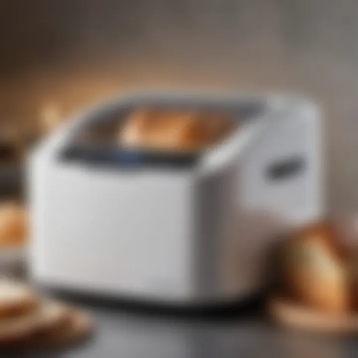 A sleek bread maker with a modern design and digital display.