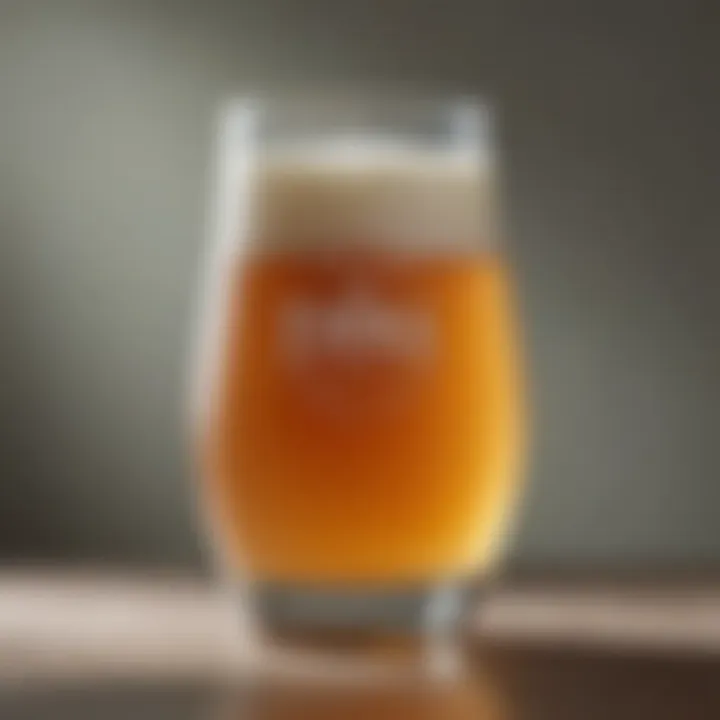 Close-up of an IPA glass filled with a vibrant, hazy India Pale Ale.