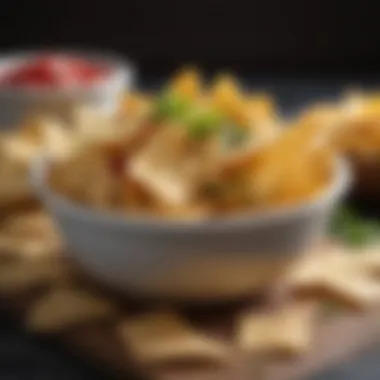 Assortment of low salt tortilla chips in a bowl