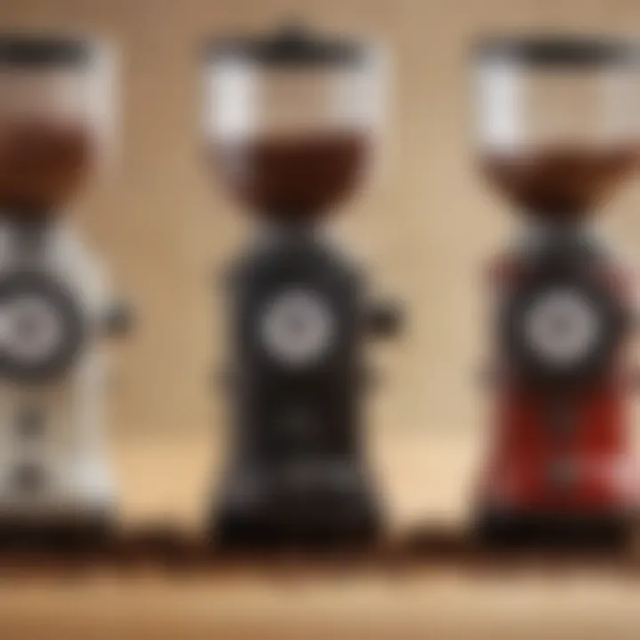 Side-by-side comparison of top multi-purpose coffee grinder models, illustrating their unique features and specifications.