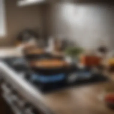 A well-organized kitchen featuring an electric stove and selected cookware