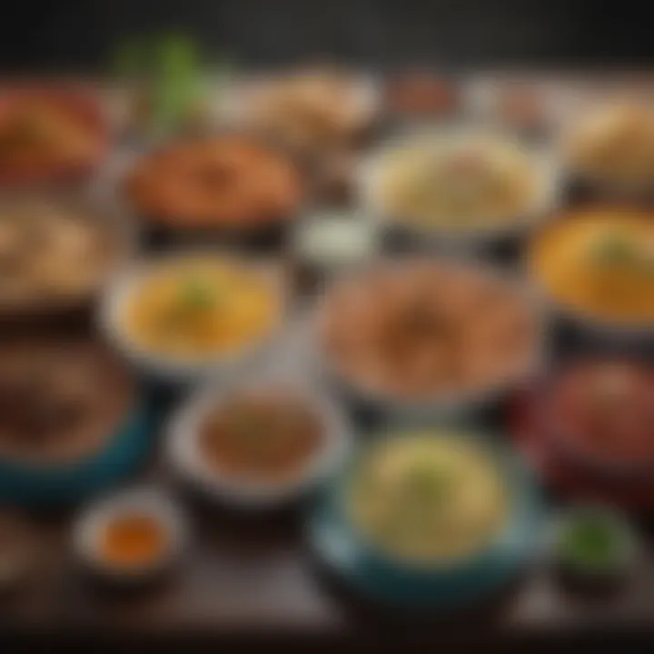 An array of colorful dishes representing various cuisines