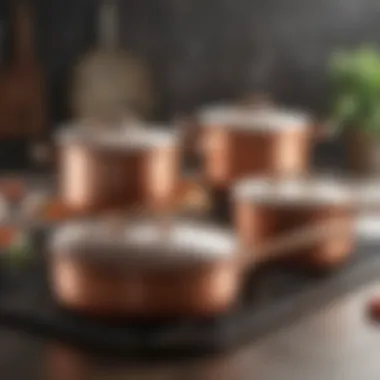 Copper cookware set illustrating excellent heat conductivity and elegant finish