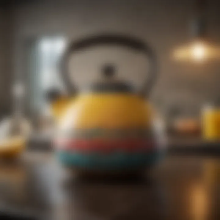 Colorful ceramic tea kettle showcasing design and functionality