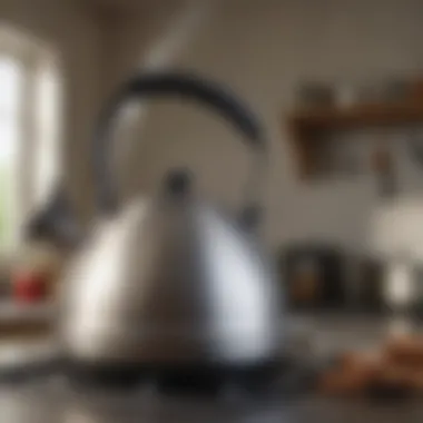 Whistling tea kettle demonstrating efficient heat distribution