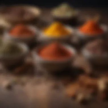 Essential Spices for Bhuna A vibrant display of spices essential for bhuna.