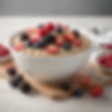 A sleek bowl of zero-calorie oatmeal alternative topped with fresh berries.