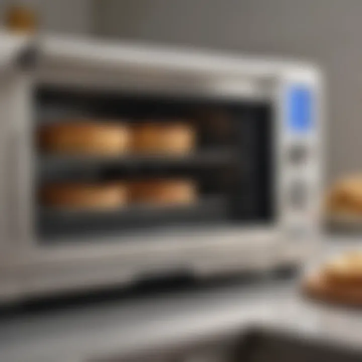 A close-up view of Breville toaster oven showcasing its sleek design and advanced controls.