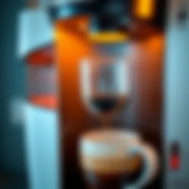 Close-up of a Keurig machine showcasing its unique brewing system