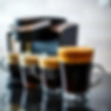 Keurig coffee cups lined up, displaying different espresso styles