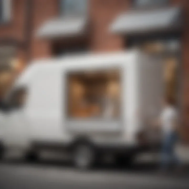 A delivery van transporting a microwave to a customer's home