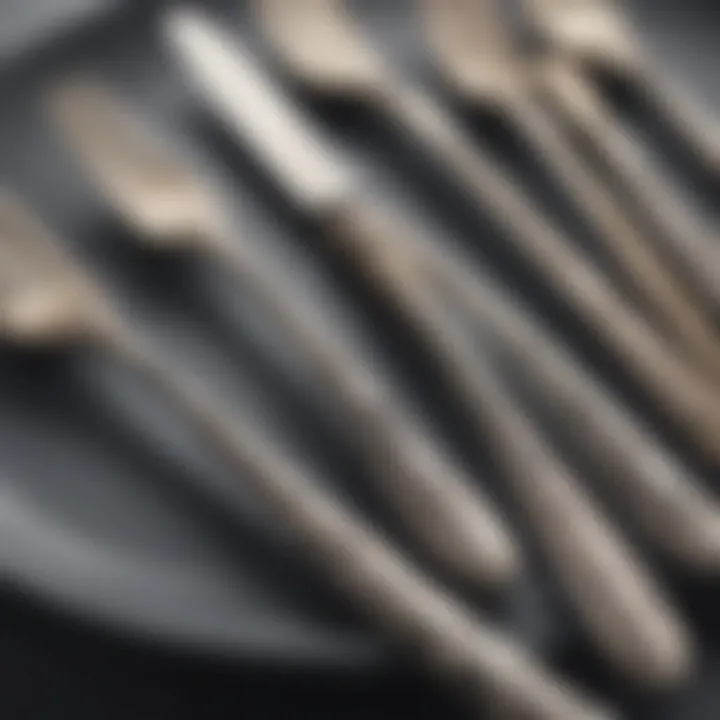 Close-up of intricate silverware designs showcasing craftsmanship