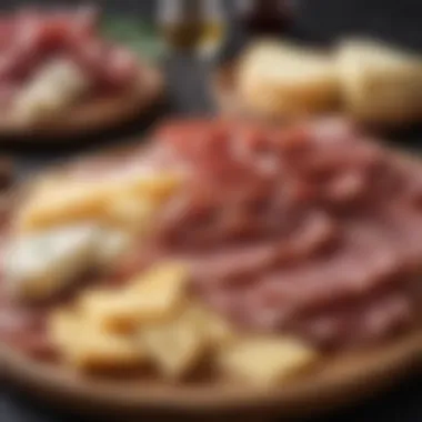 An assortment of cured meats and cheeses arranged on a platter, emphasizing keto-friendly options.