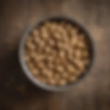 Aerial view of canned boiled peanuts with rustic background