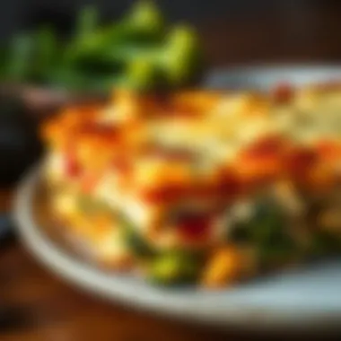 Baked Chicken and Broccoli Lasagna A beautifully baked chicken and broccoli lasagna with golden cheese