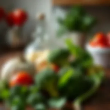 Fresh Ingredients for Lasagna Fresh ingredients for chicken and broccoli lasagna, emphasizing nutrition and flavor