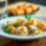 An elegant dish of Chicken Shrimp Alfredo garnished with fresh parsley.