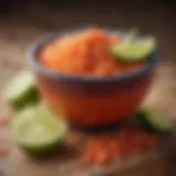 A vibrant bowl of chili lime salt showcasing its bright colors and texture