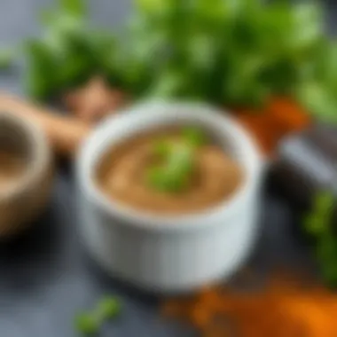 An artistic display of cilantro paired with various spices