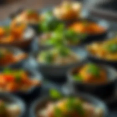 A variety of dishes featuring cilantro as a garnish