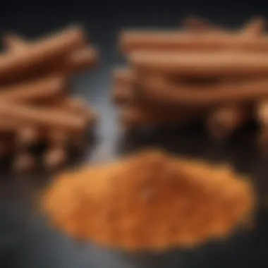 A scientific illustration depicting the bioactive compounds in cinnamon.