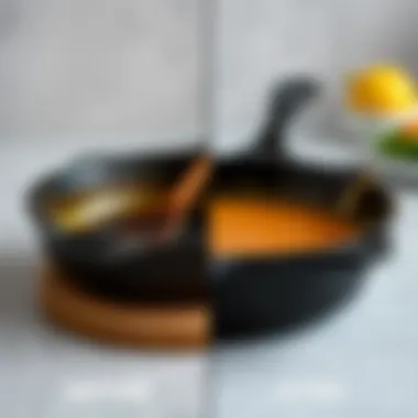 Before and after comparison of cast iron cookware restoration